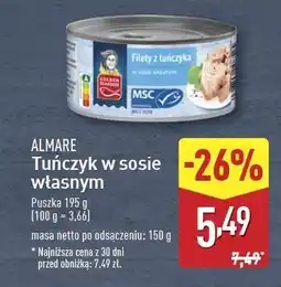 ALDI Tuńczyk w sosie własnym Almare oferta