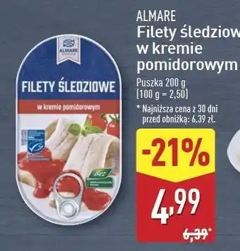 ALDI Filety śledziowe w kremie pomidorowym Almare Seafood oferta