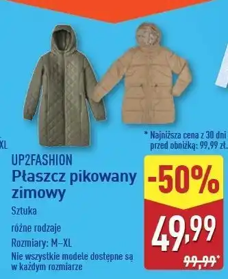 ALDI Płaszcz damski pikowany m-xl Up2Fashion oferta