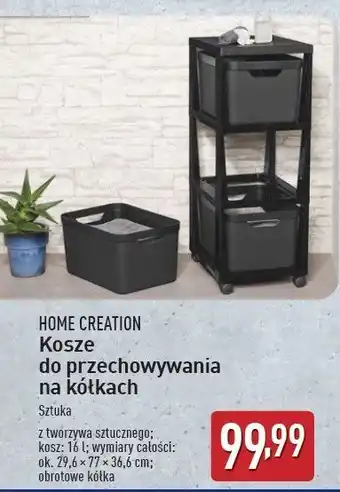 ALDI Kosze do przechowywania na kółkach 29.6 x 77 36.6 cm Home Creation oferta