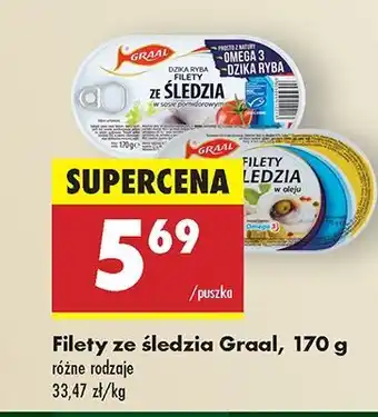 Biedronka Filety ze śledzia w oleju Graal oferta