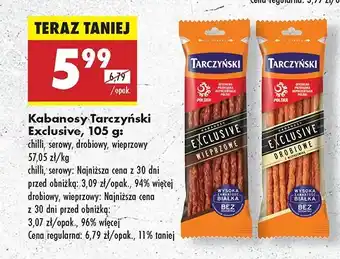 Biedronka Kabanosy serowe Tarczyński Exclusive oferta