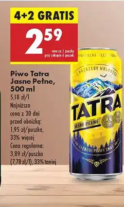 Biedronka Piwo Tatra Jasne Pełne oferta