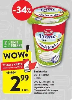 Intermarche Zott Primo Śmietanka 30 % 200 g oferta