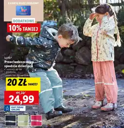 Lidl Lupilu Przeciwdeszczowe spodnie dziecięce oferta