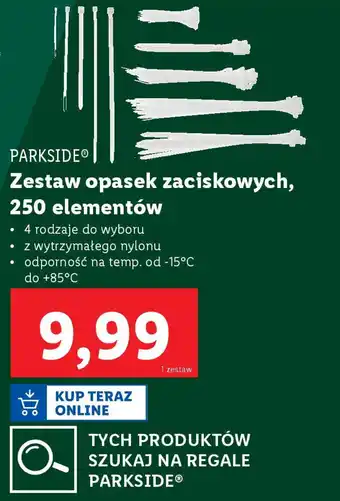 Lidl Parkside zestaw opasek zaciskowych oferta