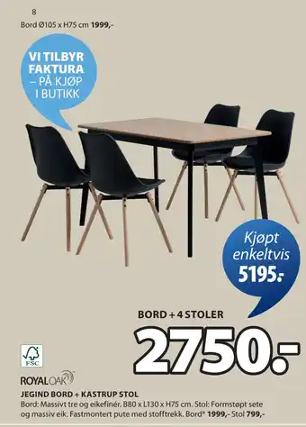 JYSK JEGIND BORD + KASTRUP STOL oferta