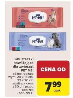 Carrefour Chusteczki nawilżające dla zwierząt pet me! oferta