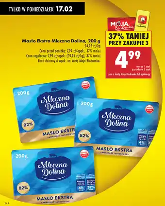 Biedronka Masło Ekstra Mleczna Dolina 200g oferta