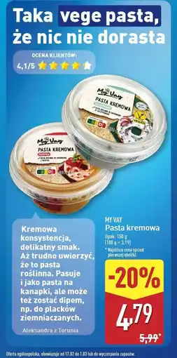 ALDI Pasta kremowa kanapkowa z czosnkiem i ziołami My vay oferta