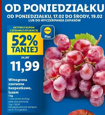 Lidl Winogrona czerwone bezpestkowe oferta