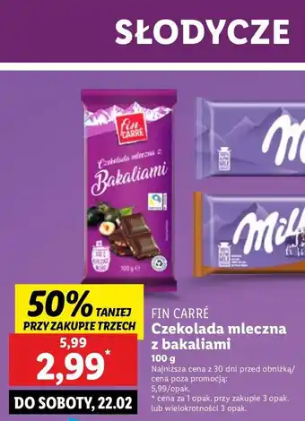 Lidl Czekolada mleczna z bakaliami Fin Carre oferta