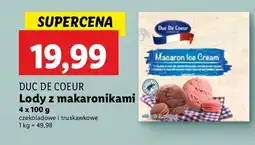 Lidl Lody z makaronikami czekoladowe i truskawkowe Duc De Coeur oferta