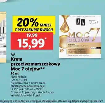 Lidl Bogaty krem regenerujący Aa Moc 7 Olejków oferta