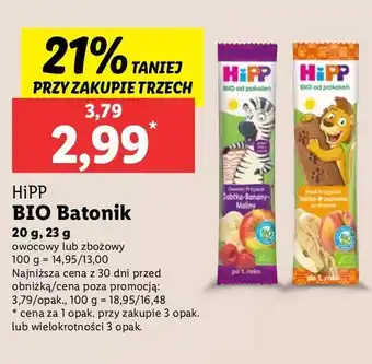 Lidl Batonik jabłko i brzoskwinia Hipp Owocowy Przyjaciel oferta