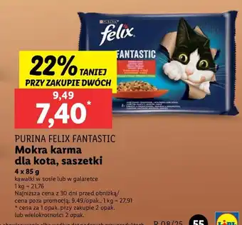 Lidl Karma dla kota wołowina i kurczak Purina Felix Fantastic oferta