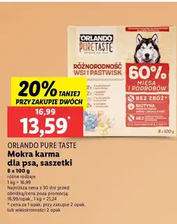 Lidl Pasztet mięsny 2 x kurczak i wołowina + drób jagnięcina Orlando Pure Taste oferta