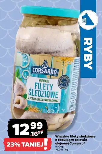 Netto Filety śledziowe wiejskie z cebulką w zalewie olejowej Corsarro oferta