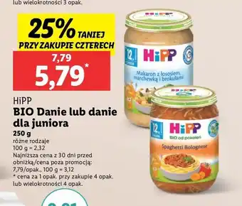 Lidl Makaron z łososiem marchewką i brokułami Hipp oferta