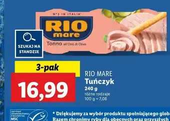 Lidl Tuńczyk kawałki w oliwie z oliwek Rio mare oferta