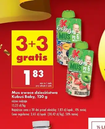 Biedronka Mus jabłko-truskawka Kubuś baby oferta