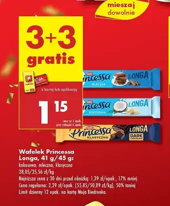 Biedronka Wafelek dark chocolate klasyczna Princessa longa oferta