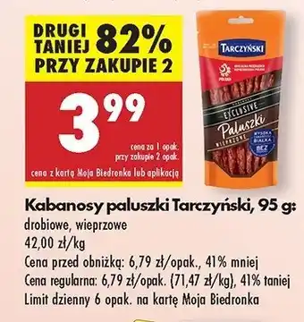 Biedronka Kabanosy wieprzowe Tarczyński exclusive oferta