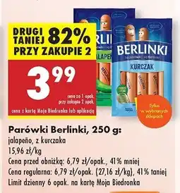 Biedronka Parówki jalapeno Morliny berlinki oferta