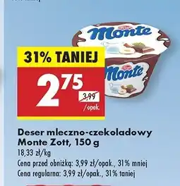 Biedronka Deser mleczno-czekoladowy z orzechami Zott monte oferta