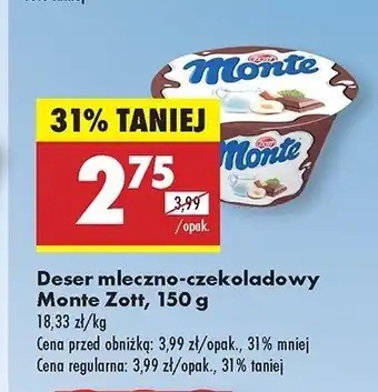 Biedronka Deser mleczno-czekoladowy z orzechami Zott monte oferta