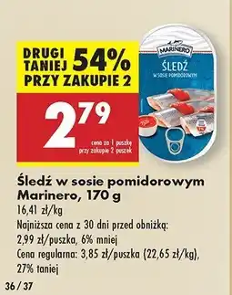 Biedronka Śledż w sosie pomidorowym Marinero oferta