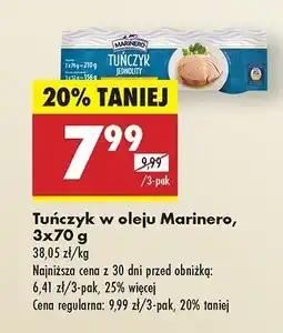 Biedronka Tuńczyk w oleju słonecznikowym Marinero oferta