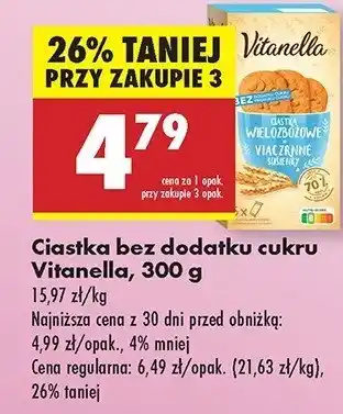 Biedronka Ciastka wielozbożowe z mlekiem Vitanella oferta