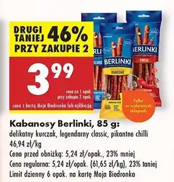 Biedronka Kabanosy delikatny kurczak Morliny berlinki oferta