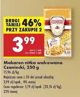 Biedronka Makaron 5-jajeczny nitka walcowana Czaniecki oferta