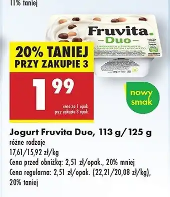 Biedronka Jogurt z kulkami w czekoladzie o smaku orzecha laskowego Fruvita duo oferta