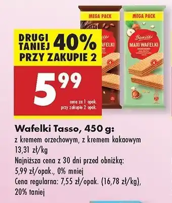 Biedronka Wafelki z kremem orzechowym Tasso oferta