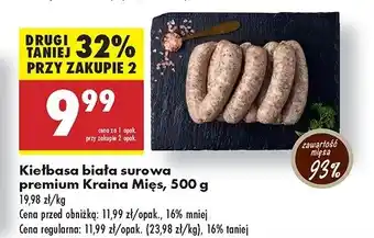 Biedronka Kiełbasa biała surowa Kraina mięs oferta