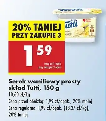 Biedronka Serek waniliowy prosty skład Tutti oferta