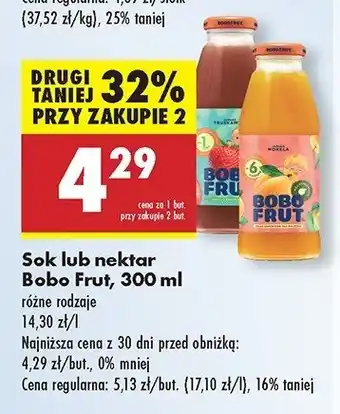 Biedronka Nektar jabłko i truskawka Bobo frut oferta