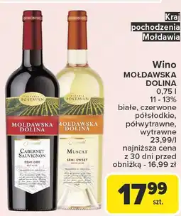 Carrefour Wino czerwone półwytrawne Mołdawska Dolina Cabernet Sauvignon oferta