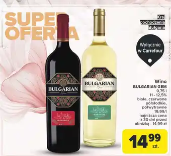 Carrefour Wino Bulgarian Gem Semi Sweet oferta