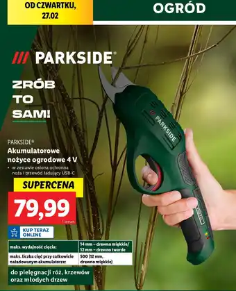 Lidl Nożyce akumulatorowe 4v Parkside oferta