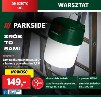 Lidl Lampa akumulatorowa led Parkside oferta