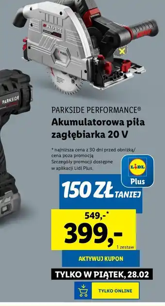 Lidl Zagłębiarka akumulatorowa 20 v Parkside oferta