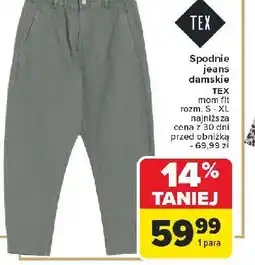 Carrefour Spodnie damskie jeans mom fit s-xl Tex oferta