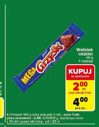 Carrefour Express Wafelek kakaowy w czekoladzie deserowej Grześki Mega oferta