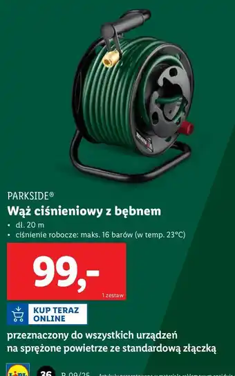 Lidl Wąż na sprężone powietrze z bębnem 20 m Parkside oferta