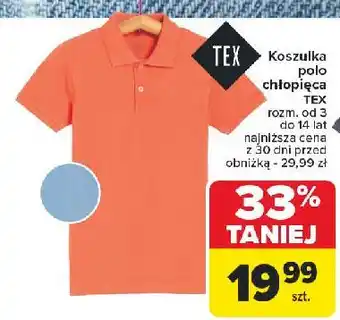 Carrefour Koszulka polo chłopięca 3-14 lat Tex oferta