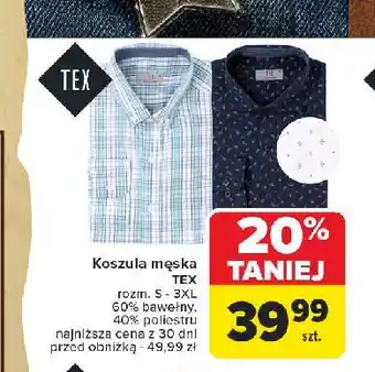 Carrefour Koszula męska bawełniana s-3xl Tex oferta